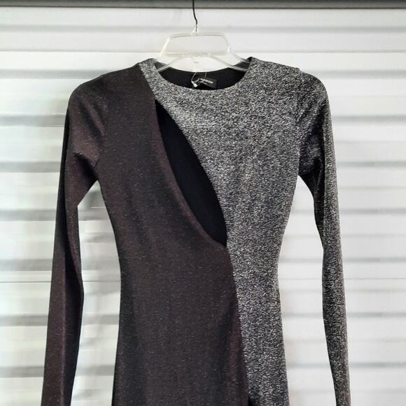 Naked Wardrobe Dress Womens Extra Small XS Black Silver Evening Gown Maxi - Picture 7 of 11